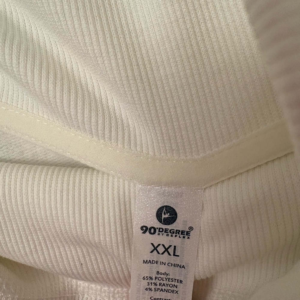 90 Degree By Reflex Ivory Ribbed Top - Picture 2 of 2
